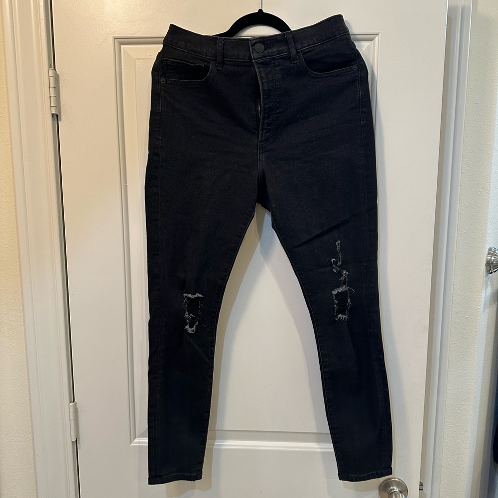 Express Distressed Black Denim Skinny-10R